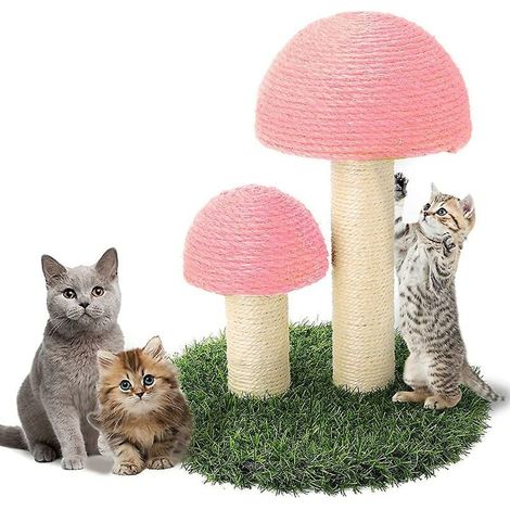 Katzenkratzbaum für Katzen. Zusammenbaubarer Katzenkratzbaum in Pilzform aus Sisalseil, sonnig (1/5)