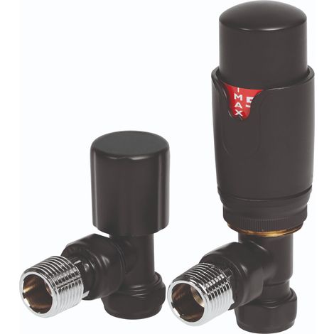 Heatwave Prime Black Angled Thermostatic Radiator Valve Set