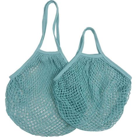 Baumwollnetzbeutel – Wiederverwendbarer Beutel für Einkäufe, Gemüse, Obst, Strand, Spielzeug – Lange und kurze Henkel – 2 Stück (1/5)