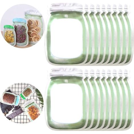 Bolsas de almacenamiento reutilizables grandes, Bolsas herméticas para congelar, Bolsas selladas para snacks, Organización de alimentos (1/5)