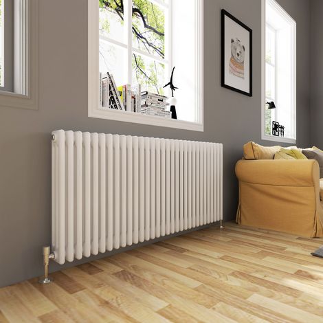 ELEGANT Traditional Radiator 600 x 1400 mm Cast Iron Style Horizontal Radiator White Triple Horizontal Column Radiators (1/5)