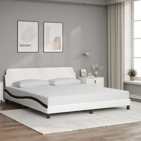 Cadre de lit sans matelas-Structure de lit blanc et noir 180x200 cm similicuir 424837 (1/5)