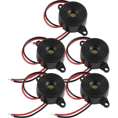 5 Stück Piezo-Summer, elektronischer Signalgeber mit hoher Lautstärke, 2-adrige Anschlusskabel, elektrischer Summer-2.20X2.20X1.00CM (1/4)