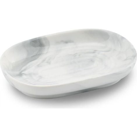 [JAMAIS UTILISÉ] Porte-savon en céramique, porte-savon en marbre antidérapant, porte-savon de salle de bain, porte-savon solide pour cuisine, baignoire, lavabo et douche (gris)