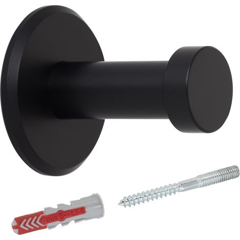 SOTECH Garderobenhaken TALEA (Ø 10 / 15 mm) Edelstahl massiv inkl. Befestigungsmaterial, schwarz eloxiert (Länge 30 mm, Gesamtlänge 33 mm), 1 x Wandhaken