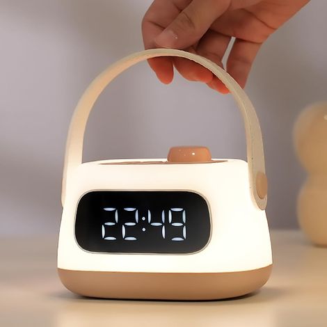 Réveil pour Enfants avec veilleuse, Horloge numérique avec lumières LED, lumière de Chevet à intensité Variable pour Chambre à Coucher (Rose) (1/5)