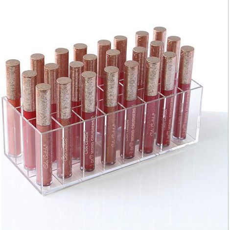 Transparenter Make-up-Organizer aus Acryl für Lipgloss und Lippenstift, Kosmetikhalter mit 24 Fächern (1/5)