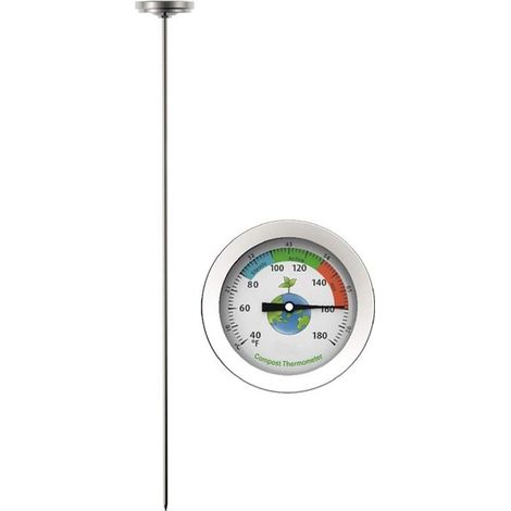 Thermomètre de Sol de Compost en Acier Inoxydable de 50 cm Celsius Mesure la Cour de Jardin 40-180 Temperature Cadran de température (1/5)