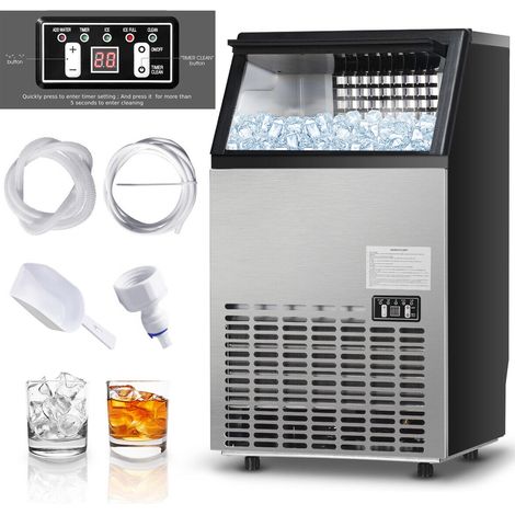 50KG/24H Ice Maker Commercial Ice Cube Making Machine Self-Cleaning Home Office