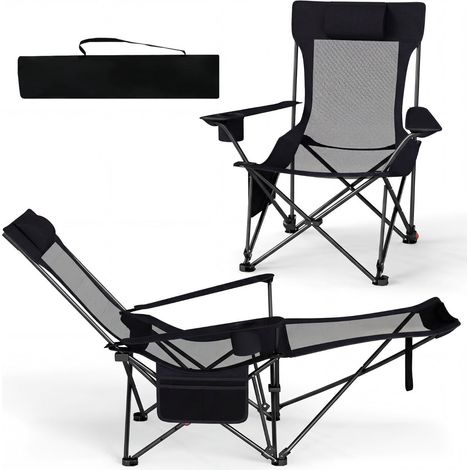 Camping Chair with Adjustable Footrest and Backrest