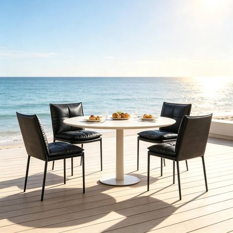 Sillas de comedor, lote de 4, negras, respaldo alto, 48 x 55 x 87 cm OKMYHOME (1/5)