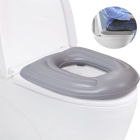 Erhöhtes und bequemes Toilettenkissen in grauer Lederoptik – Ergonomisches Sitzkissen für zusätzlichen Halt und Hygiene auf der Toilette (1/5)