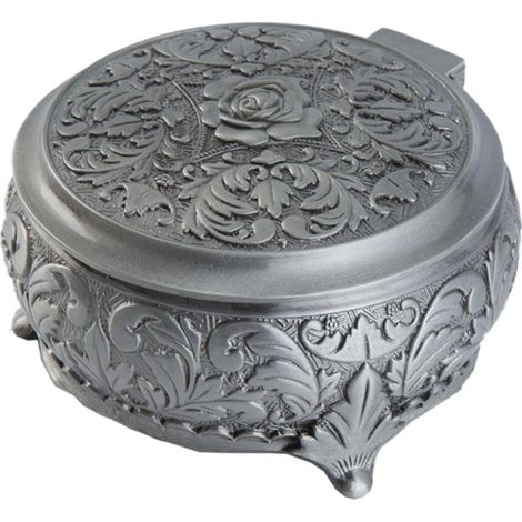 Caja redonda de aleación para guardar joyas, estilo retro. (1/5)