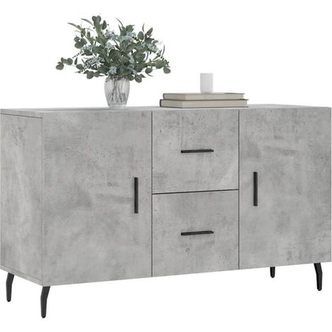Buffet de Cuisine en Bois d'Ingénierie Effet Béton Gris, Meuble Rangement 100x36x60 cm, Desserte Moderne pour Salle à Manger et Salon (1/5)