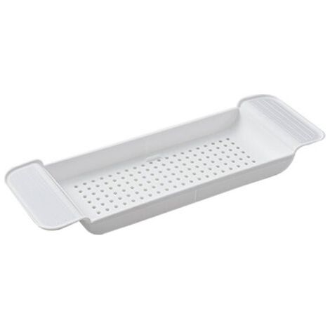 Plateau de baignoire Placement Stable matière plastique extensible conception de drainage caddie de bain Table de baignoire pour salle de bain blanc (1/4)