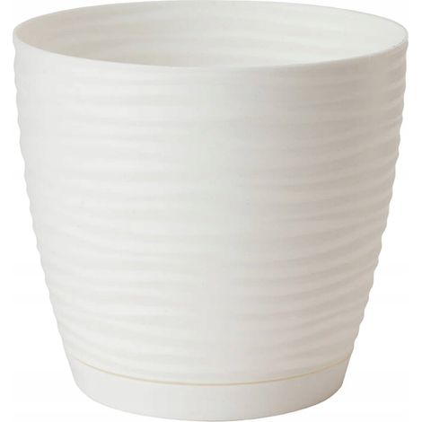 Pot de fleurs Sahara Petit 17 avec soucoupe, blanc, FORM-PLASTIC (1/2)