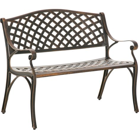 Outsunny Cast Aluminium Garden Bench 2 Seater Antique Park Loveseat, Verdigris Bronze Tone (1/5)