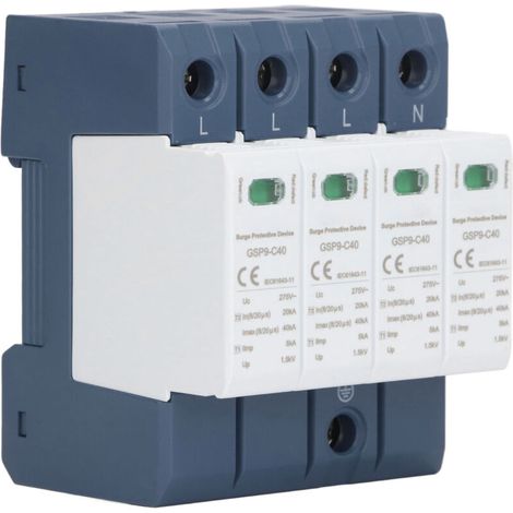 Dispositif de protection contre les surtensions 40KA 4P SPD, protecteur industriel sur Rail DIN, Installation AC 275V (1/5)