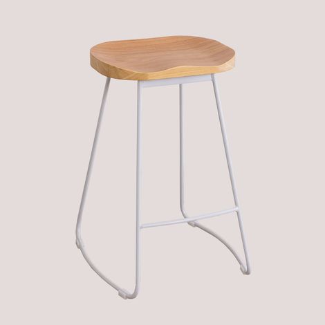 Taburete alto en acero y madera de olmo Neicol SKLUM ↑65 cm (1/5)