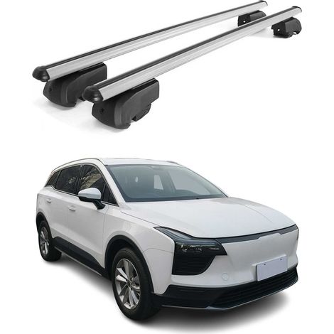 OMAC Aluminium Dachträger Querträger für Aiways U5 2020-2023 – City Crash – ISO/PAS 11154:2006 – Abschließbar – Max. 75 kg – 2 Stangen Silber (1/5)