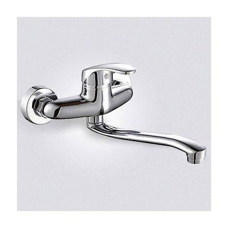RUBINETTO MISCELATORE LAVELLO LAVABO CUCINA da MURO o PARETE OTTONE CROMATO mod1 899b