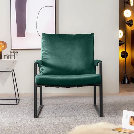 Lounge chair with welcome cushion for living room, office, dining room (emerald) (1/5)