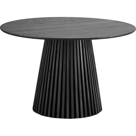 Table repas ronde Ø120cm Pied Central Relief MDF Placage Chêne noir - DUBLIN (1/5)