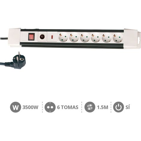Base múltiple 6 tomas con protección sobretensiones 1,5m GSC 0800797 (1/2)