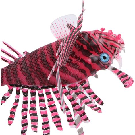 Décoration Aquarium Poisson Lion Artificiel Lumineux pour Paysage Aquatique Rouge et Noir - AUTRES (1/5)