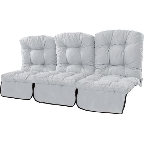 Gardenista - Cuscino per panca, altalena da giardino, amaca, cuscini trapuntati resistenti all'acqua, cuscino per mobili da giardino a 3 posti, tessuto facile da pulire - Grigio (1/5)