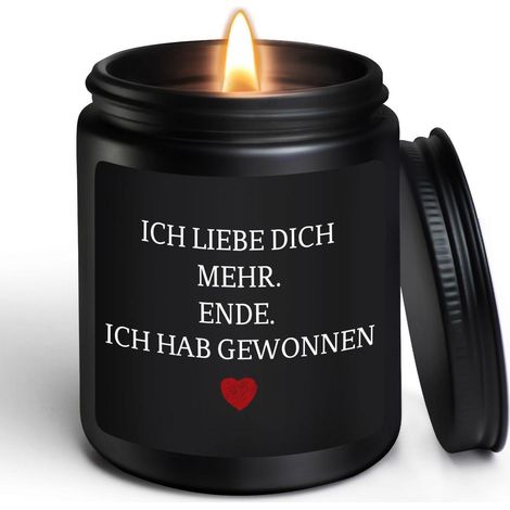 Duftkerze Sandelholz "Ich Liebe Dich" 50h Brenndauer für Valentinstag