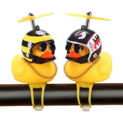 Conjunto de 2 adornos de patitos de goma para coche,decoraciones amarillas de patitos para el salpicadero del coche,vendaje y cadena dorada (1/5)