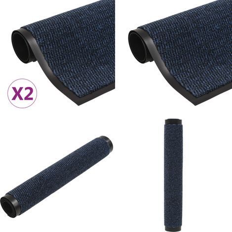 Paillassons rectangulaires 2 pcs 90 x 150 cm Bleu - Tapis D'entrée - Paillasson - Tapis Absorbant - Tapis Extérieur - Nettoyage Sols - Home & Living