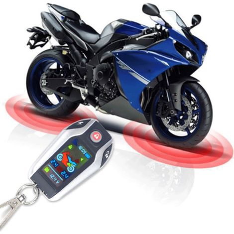 Alarme antivol universelle 12 V pour moto avec écran LCD, verrouillage et déverrouillage automatiques (compatible avec les modèles 228/108) et batterie intégrée. Capteur de pression des pneus non incl (1/5)