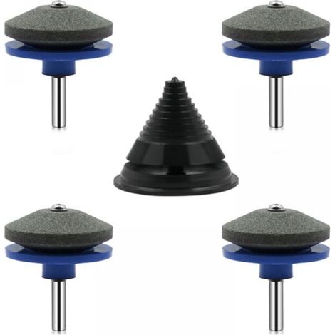 Affûteur de lames de tondeuse à gazon 4 pièces, affûteur universel pour perceuse à main avec affûteur d'équilibrage 1 pièce (bleu) (1/5)