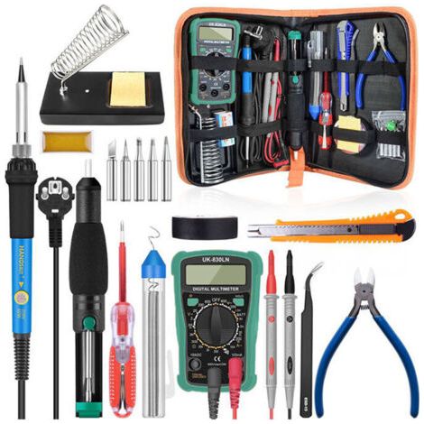 Ensemble de fer à souder température réglable 220V 60W pistolet à souder multimètre pince à épiler Kit d'outils de soudure (sans interrupteur)
