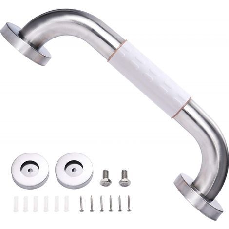 maniglia di supporto per doccia (30 cm, bianca) in acciaio inossidabile, da fissare alla parete, sicura per WC, bagno, cucina e scale. (1/3)
