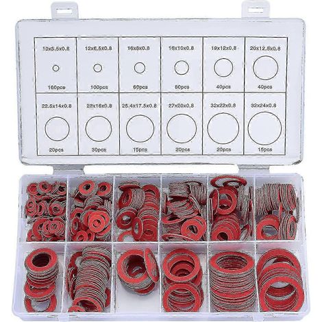 Kit de rondelles en fibre rouge, 600 pièces - 12 tailles de joints d'acier plats (1/5)