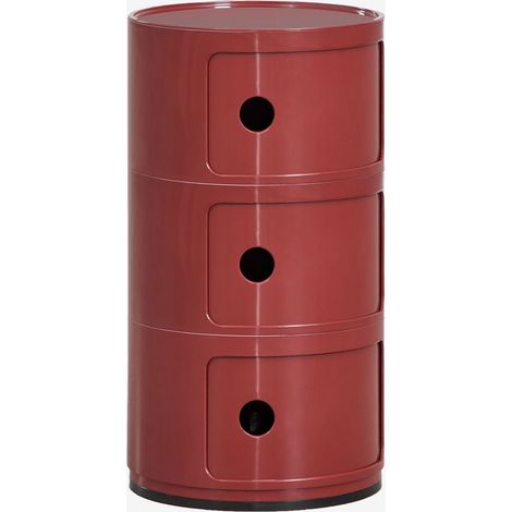 SKLUM Nachttisch Ø30 cm mit Regalen Babel Weinrot                         3 Schubladen         