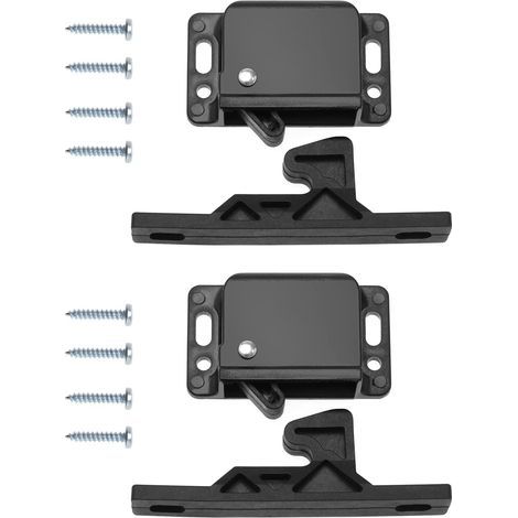Lot de 2 loquets de porte d'armoire avec 8 vis pour camping-car, loquets de porte de caravane, accessoires pour armoires, portes coulissantes, maison, cuisine, noir (1/5)
