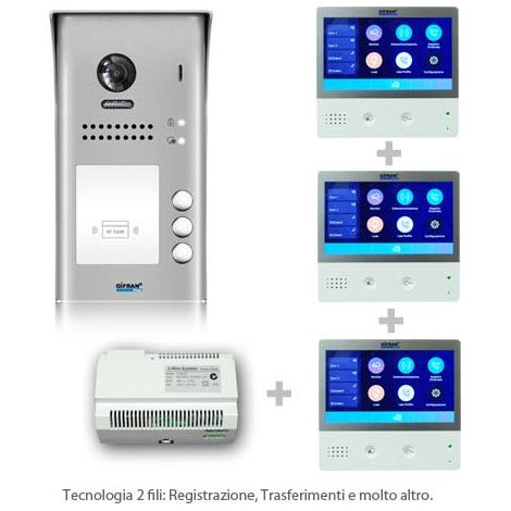 Kit Videocitofono Trifamiliare 2 Fili WiFi con App (1/4)