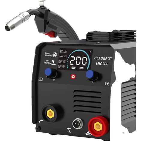 Soudage MIG, 220V, 15-200A, Dimensions 340x310x260mm, Fonctionnement sans gaz, Certifié CE et RoHS (1/5)