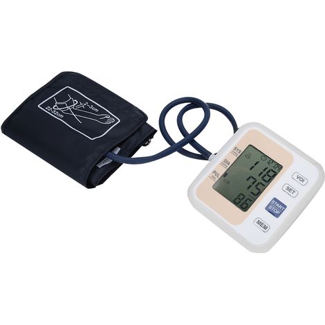 Tensiomètre numérique bras à affichage LCD, tensiomètre électronique précis pour usage domestique, brassard haute précision, moniteur de tension artérielle doré sans fonction vocale (1/5)