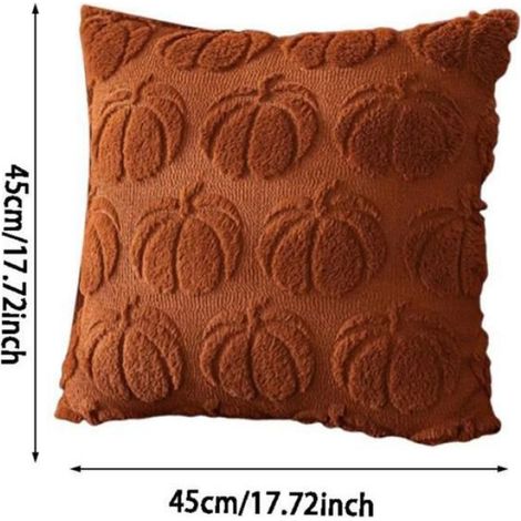 Lot de 2 housses de coussin décoration automne, motif citrouille, 45x45 cm, pour décoration d'intérieur automnale (1/4)