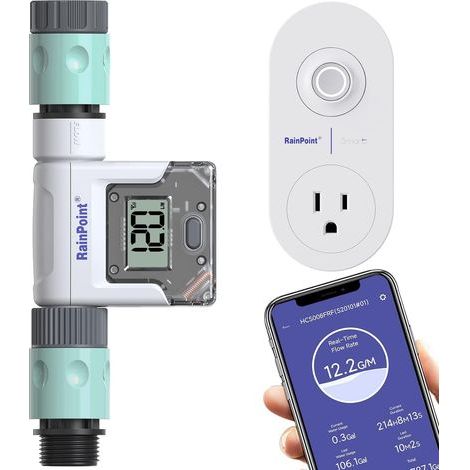 Débitmètre d'eau WiFi – Compteur intelligent avec 4 modes – Mesure consommation GPM – Alerte de surconsommation – Filetage plomberie (1/5)