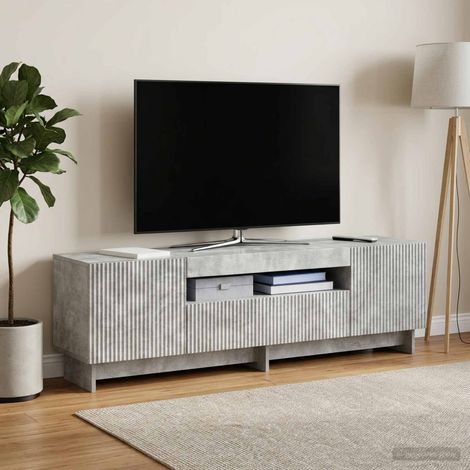 Meuble TV LED Gris béton Bois d'ingénierie (1/5)