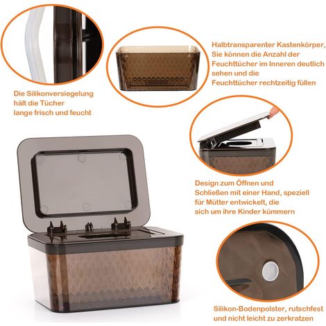 Caja para toallitas húmedas para bebé, sin BPA, con tapa, apta para el hogar y la oficina (marrón, 19,513,310 cm) (1/2)