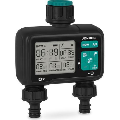 VONROC Programmateur arrosage 2 voies minuterie digitale irrigation automatique WT503DC (1/5)