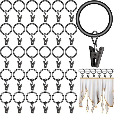 30 Pièces Anneaux à Pince de Rideau en Metal35 mm Anneaux pour Tringle à Rideaux Moderne et Elegant (1/5)