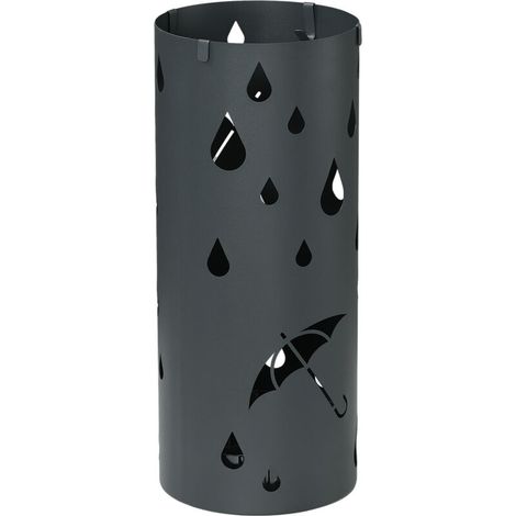 Schirmständer, Stahl, Säule, abnehmbare Bodenplatte, Ø 17 x 41 cm (H), grau-Crezuo
